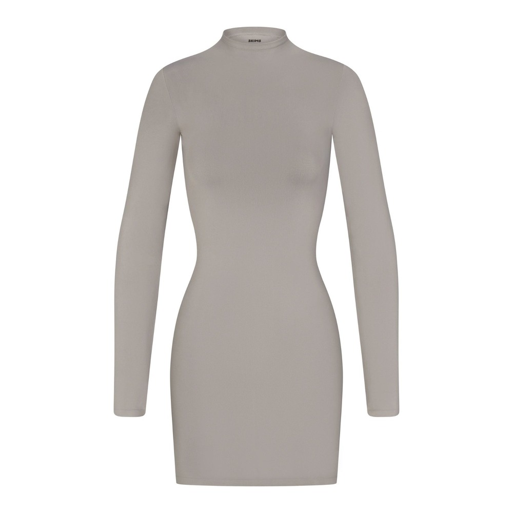SKIMS Soft Smoothing Seamless Turtleneck Mini Dress Long Sleeve Small Smoke Gray